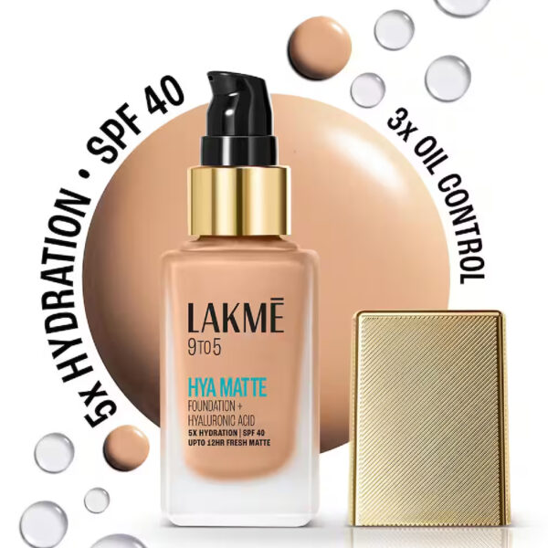 Lakme 9to5 Hya Matte Foundation + Hyaluronic Acid - Warm Creme (25 ml)