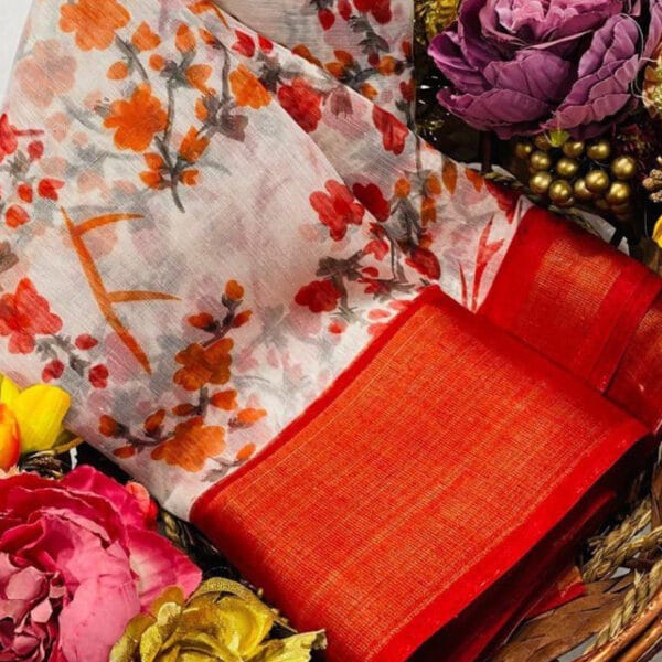 Floral Printed Pulzari Silk Saree