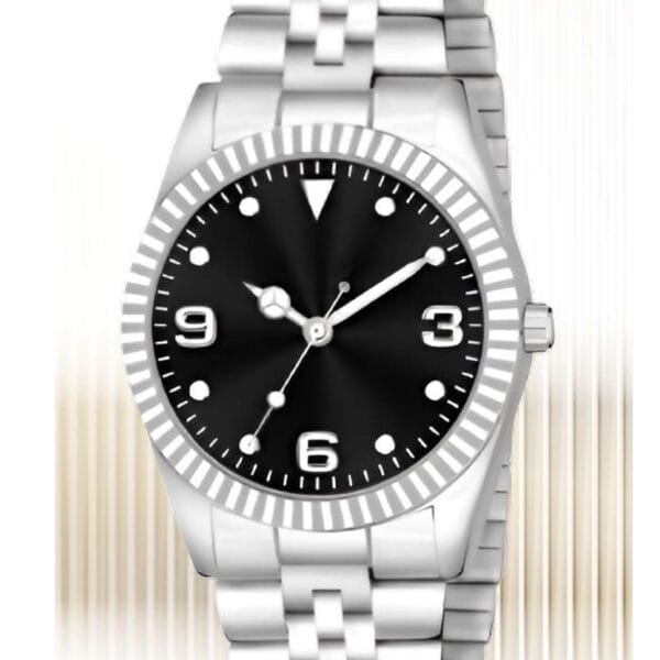 Black Silver Analog Watch For Men