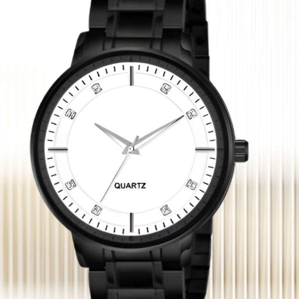 Analog Watch - For Men Silver line Dial Bumpper Pu Black Belt Men and Boy Watch