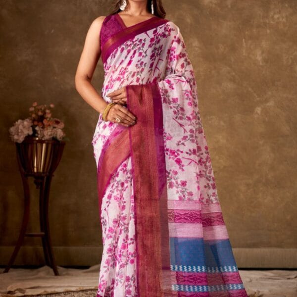 Floral Printed Pulzari Silk Saree