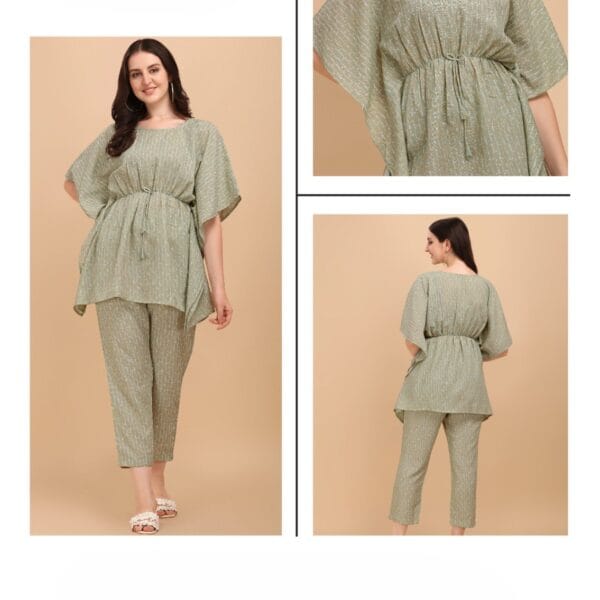Women's Light Green Abstract Co-ord Set
