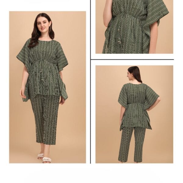 Women's Olive Green Abstract Co-ord Set
