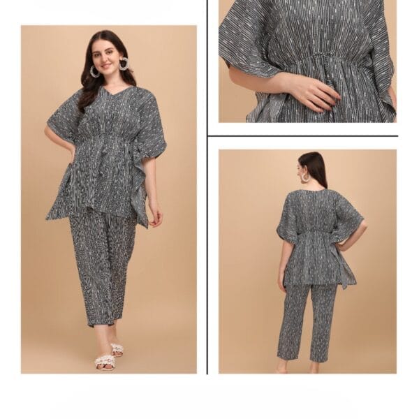 Women's Grey Abstract Co-ord Set