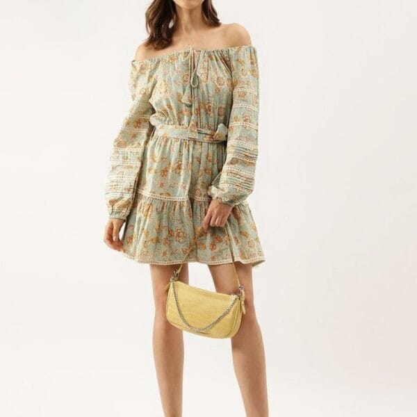 Women's Pastel Green Short Cotton Dress