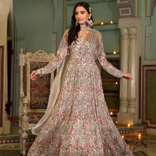 Ethnic Motifs Printed Ethnic Dress with Dupatta