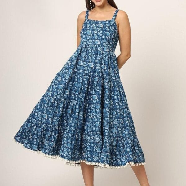 Women's Blue Cotton Dress