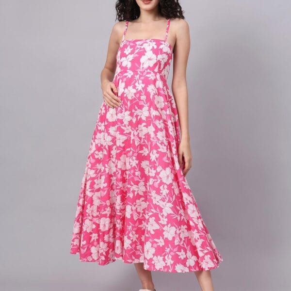 Women's Pink Floral Print Dress