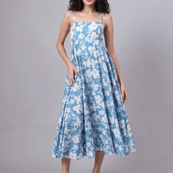 Women's Blue Floral Print Dress