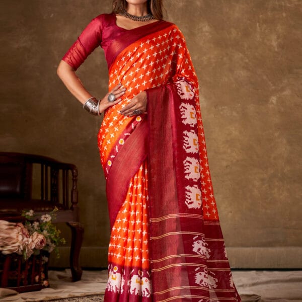 Floral Printed Pulzari Silk Saree