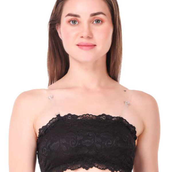 Women's Lace Tube Strapless Lightly Padded Non-Wired Bandeau Bra