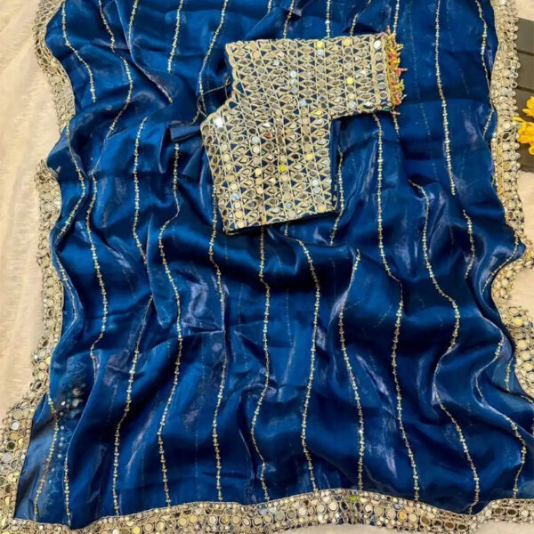 DESIGNER PARTYWERE GEORGETTE EMBROIDERY FANCY MIRROR WORK SAREE