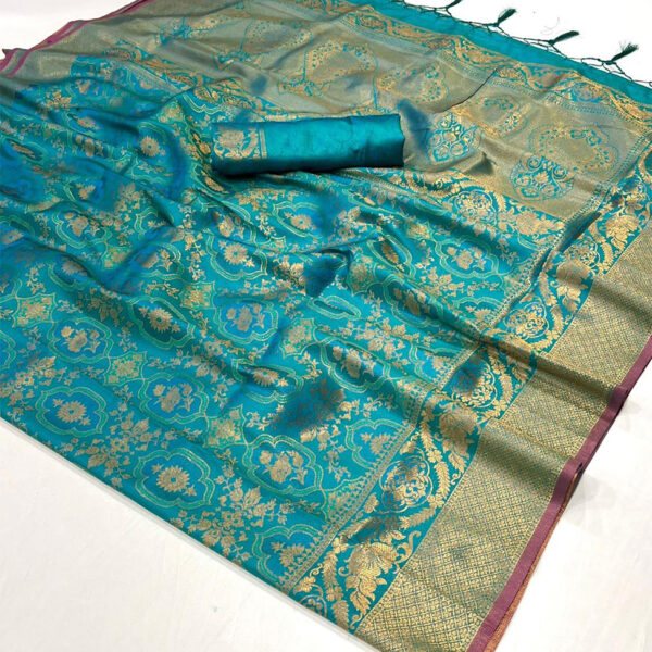 FANCY AND TRENDY JAQUARD SAREE - Bottle Green