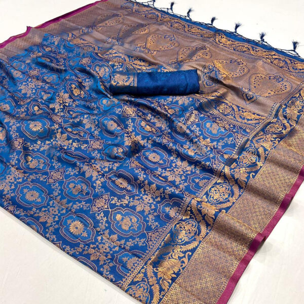 FANCY AND TRENDY JAQUARD SAREE - Blue