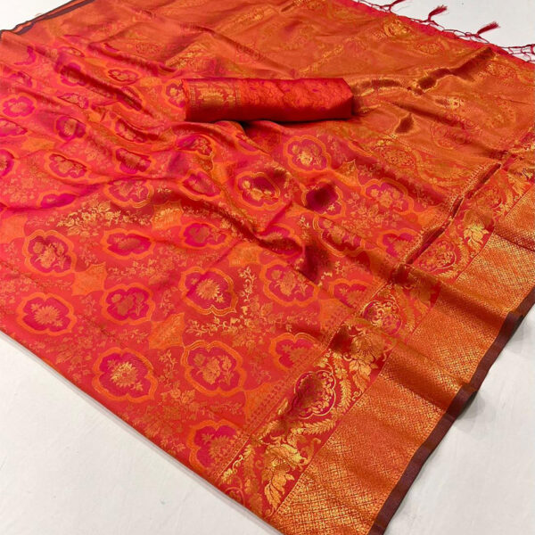 FANCY AND TRENDY JAQUARD SAREE - Red