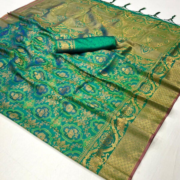 FANCY AND TRENDY JAQUARD SAREE - Green