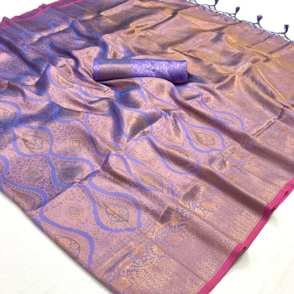 Lavender Purple Dual Tone Woven Banarasi Brocade Saree