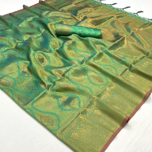 Mint Green Dual Tone Woven Banarasi Brocade Saree