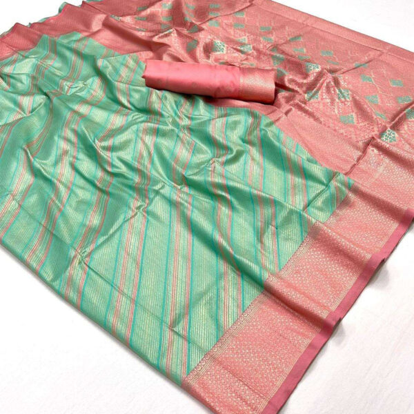 Sky-Blue Weaving Silk Festival Wear Saree With Blouse