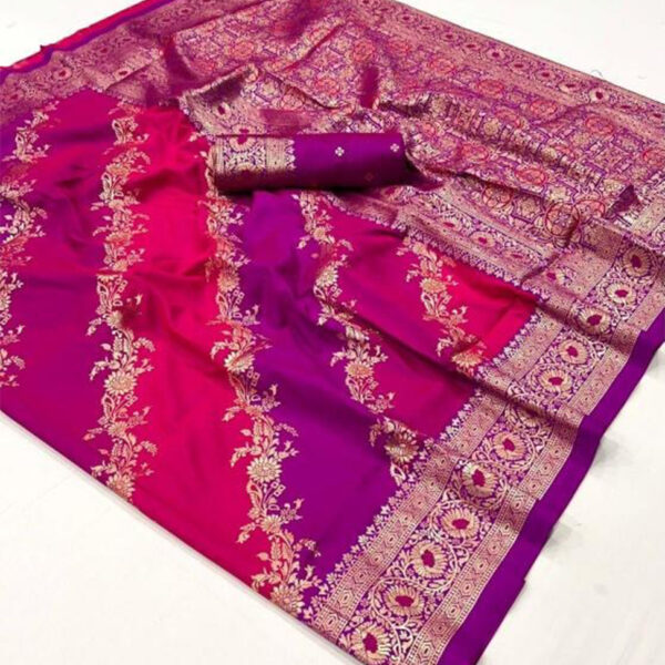 Rani Pink–Magenta Satin Silk Saree