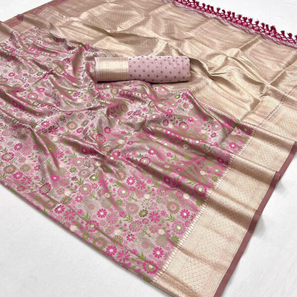 Women's Gray Woven Satin Handloom Weaving Silk