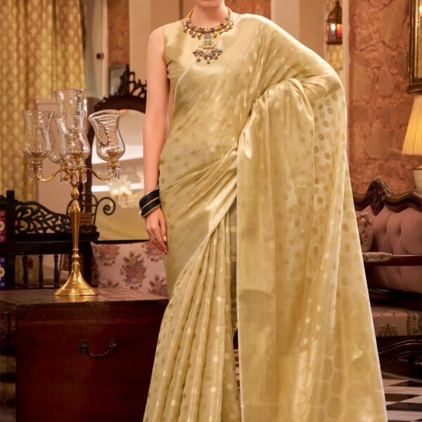 Pastel Gold Banarasi Tissue Silk Saree