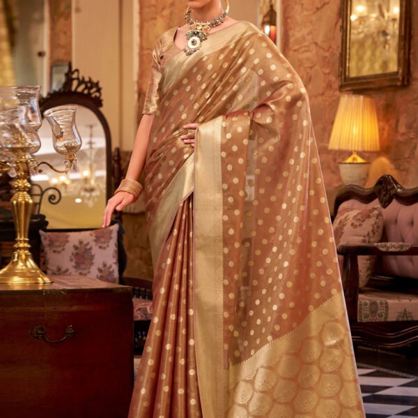 Coffee Gold Banarasi Tissue Silk Saree