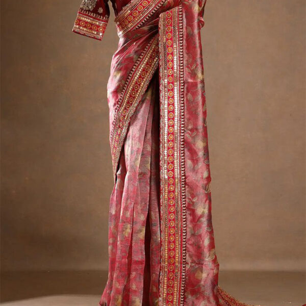 Women Heavy Soft Banarasi Crush Saree with Embroidered Sequence and Coding Work