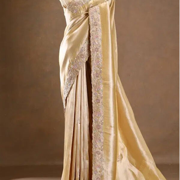 Gold Zari Woven Kanchipuram Silk Saree with Unstitched Blouse