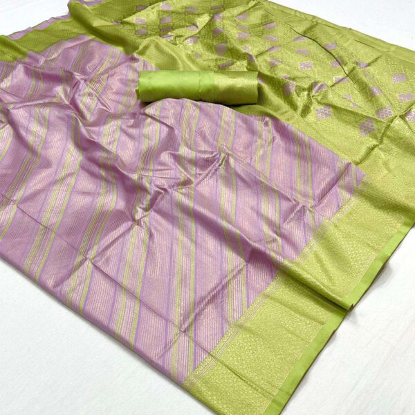 Beautiful Silk Light Purple Weaved Broad Border Saree