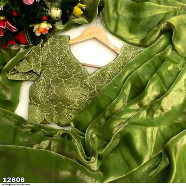 Royalstyle Saree For Womens Blooming Georgette crush saree - Pista