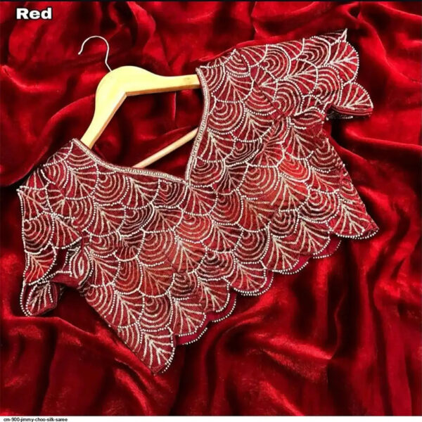 Royalstyle Saree For Womens Blooming Georgette crush saree - Red