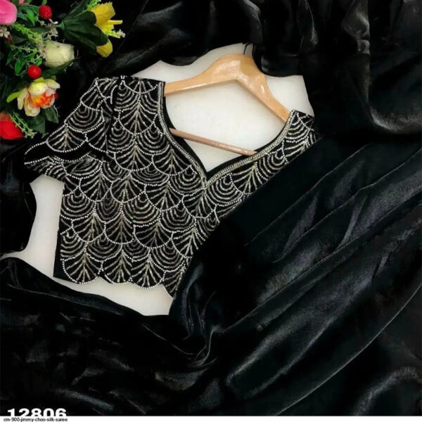 Royalstyle Saree For Womens Blooming Georgette crush saree - Black