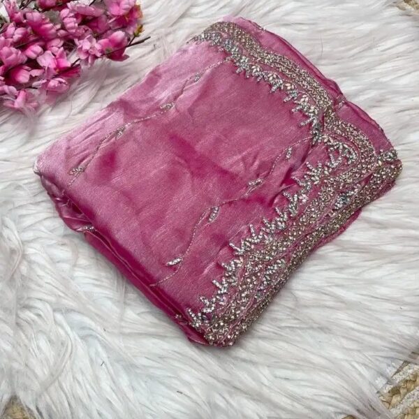 BEAUTIFUL JIMMY CHOO HANDWORK SAREE- Pink