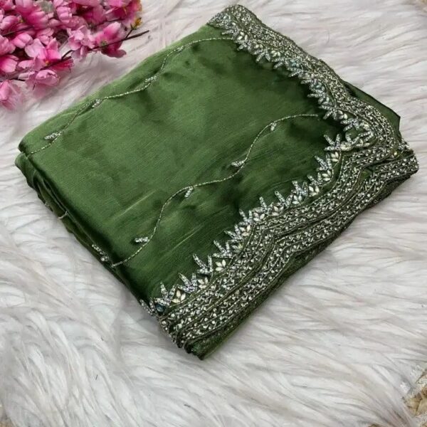 BEAUTIFUL JIMMY CHOO HANDWORK SAREE- Pista