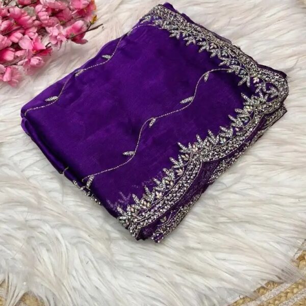 BEAUTIFUL JIMMY CHOO HANDWORK SAREE- purple